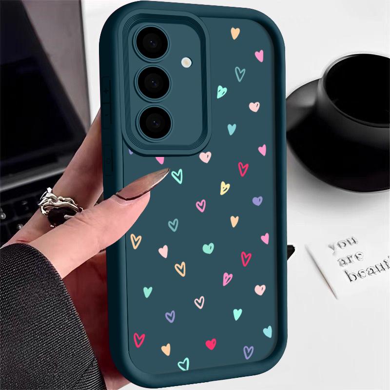 Color Love Hearts Print Matte Shockproof Case For Samsung S25 S24 FE S23 Ultra S22 A16 A56 A15 A55 A36 A35 A54 Lens Protection TPU Soft Phone Cover