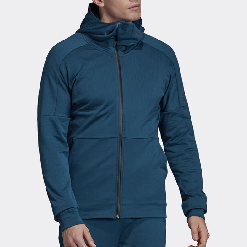 Adidas Sports Casual Hooded Long Sleeve Jacket Men Jacket Navy-Blue EB7629