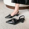 Fashion Female Pointed Toe Footwear Ankle Strap Ladies Medium Heels Shoes Shallow New 2025 Fashion Buckle Women 4cm Heels Pumps Shoes