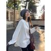 White Basic Bottoming Loose Long-sleeved T-shirt for Women Autumn and Winter Warm Inner Layer with German Velvet Thickened Mid-length Top