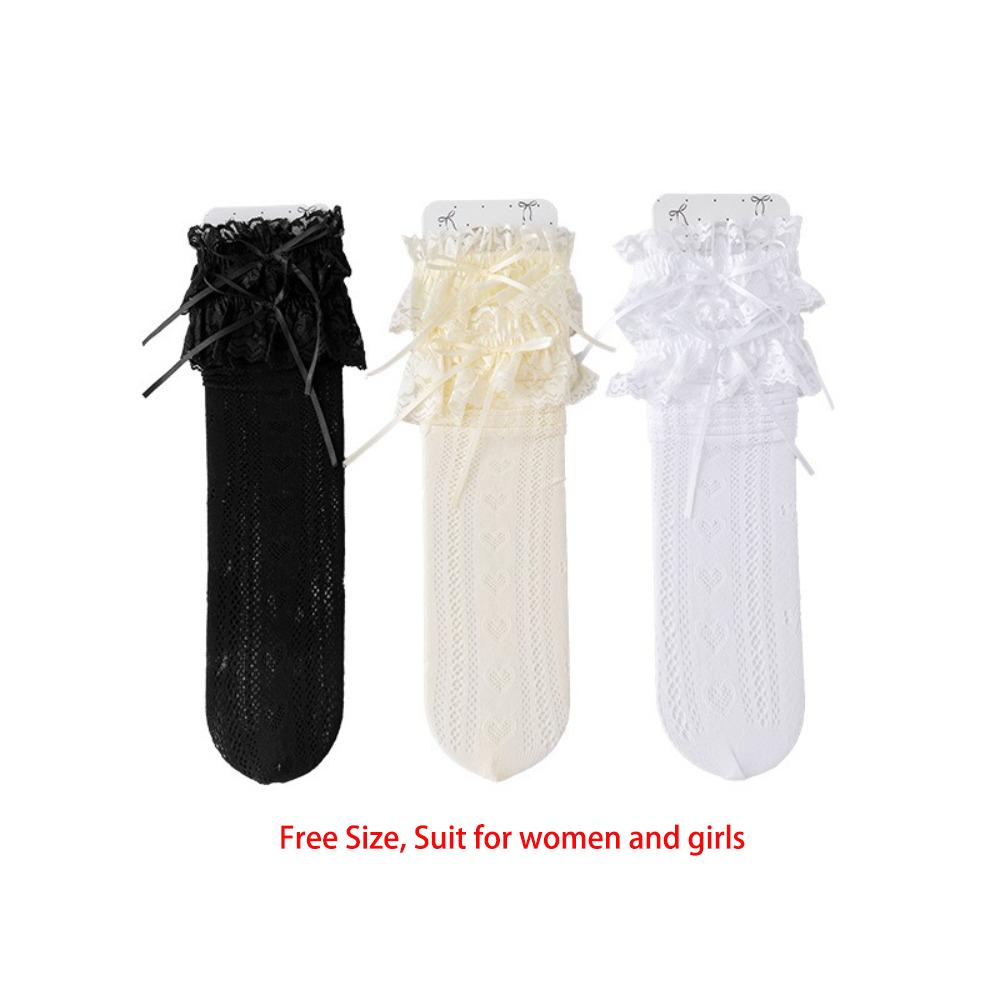 New Y2K Leg Covers Lace Lolita Leg Warmers Bow Ballet Style Pile Sock Gift