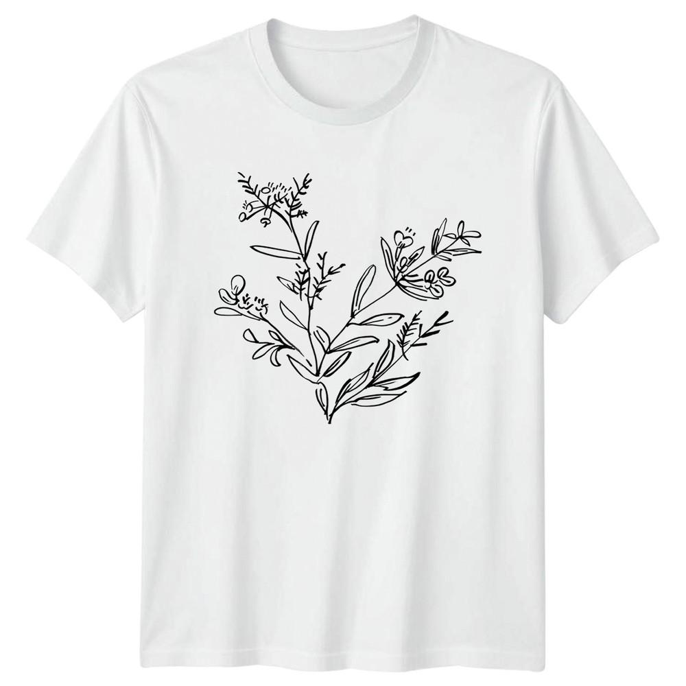 Hand Drawn Wildflower Botanical TShirt Line Art