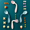 Дети учатся есть обучающая посуда Twist Fork Spoon ложка силиконовая мягкая ложка