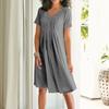 Женские однотонные платья миди с круглым вырезом, плиссированные, свободные, с коротким рукавом, весна-лето-осень