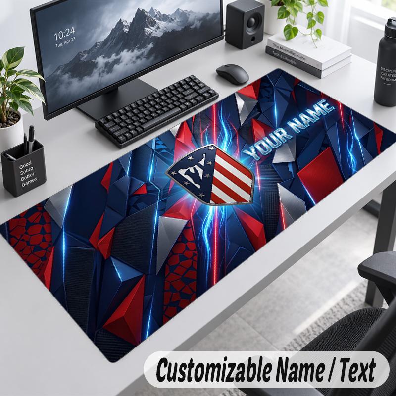 Custom Name Text Mouse Pad Atletico Madrid FC Personalized Desk Pad For Work And Gaming