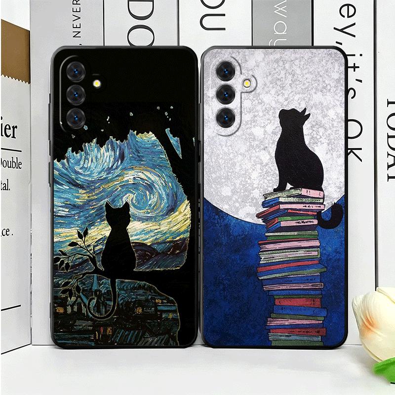 Black Cat Aesthetic Pattern Soft Phone Case for Samsung A17 A37 A57 A16 A26 A36 A56 A15 A25 A35 A55 A14 A24 A34 A54 A13 A23 A33