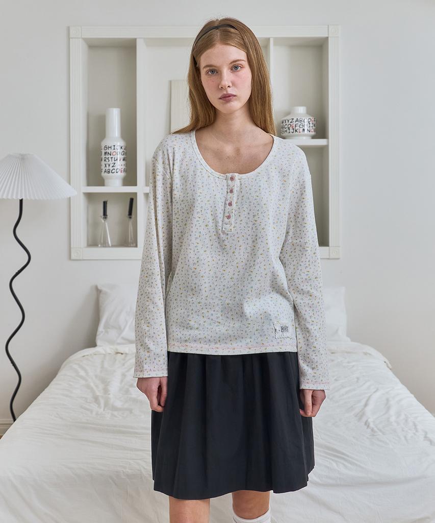 Beibibeullunideuljeu Футболка-henley с принтом Petit Flower Белая