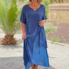 Европейское и американское женское асимметричное платье с V-образным вырезом и короткими рукавами - Летняя мода