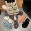 2024 Winter Candy Color  Platform Non-slip Home Cotton Slippers Large Size Casual Hairy Slippers Women Fashion Warm Shoes Slides