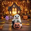 Halloween Pumpkin Statue Figurine Decor Funny Gift Photo Props Desktop Ornament for Home Living Room