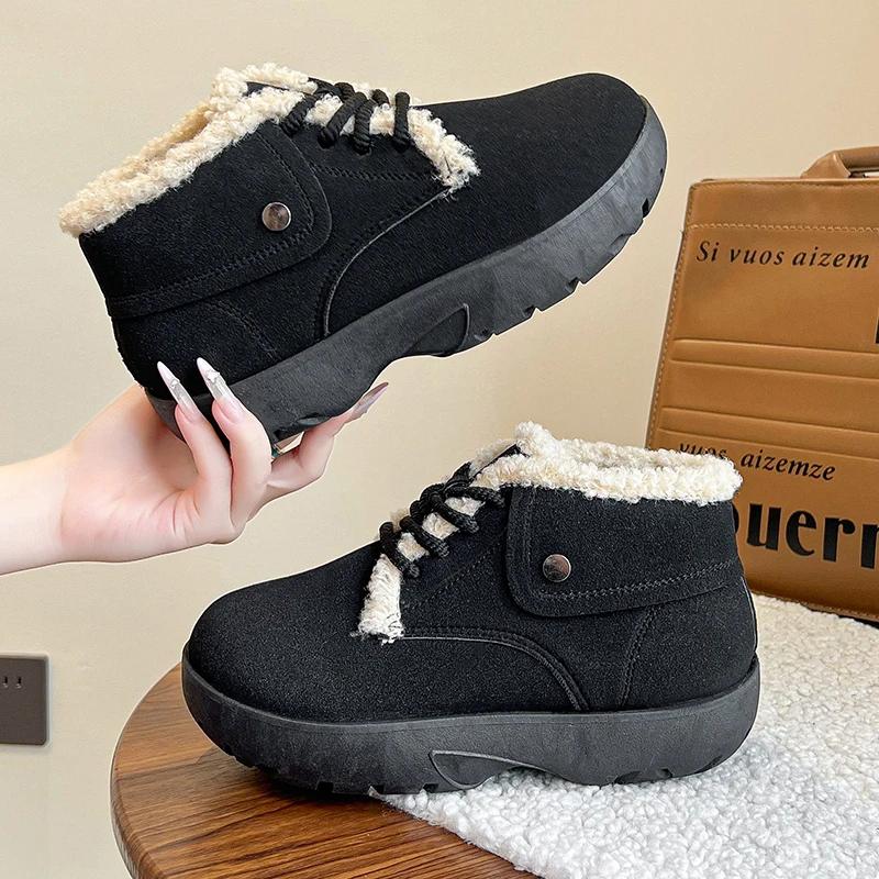 Меховые балетки на платформе женские зимние ботильоны теплая обувь 2025 тренд повседневные прогулочные кроссовки для походов зимние короткие плюшевые женские ботинки
