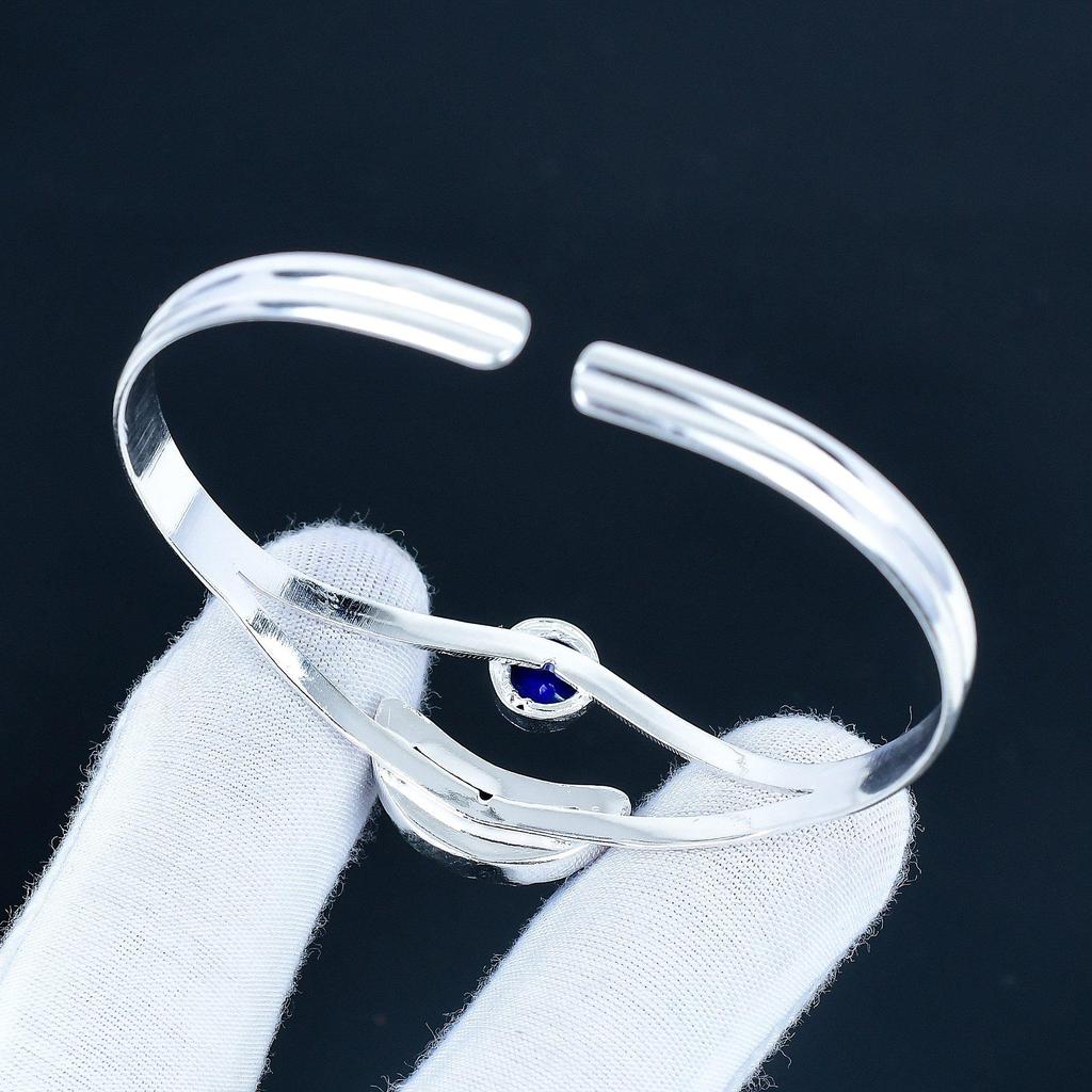 Натуральный Лазурит Драгоценный Камень Ручной Работы Манжета Браслет 925 Стерлинговое Серебро Манжета Браслет, Браслет с Лазуритом для Жены, Унисекс Браслет, Подарок для Вечеринки