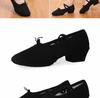 Женские взрослые парусиновые танцевальные туфли с мягкой подошвой и каблуком - Черные туфли для балетной практики