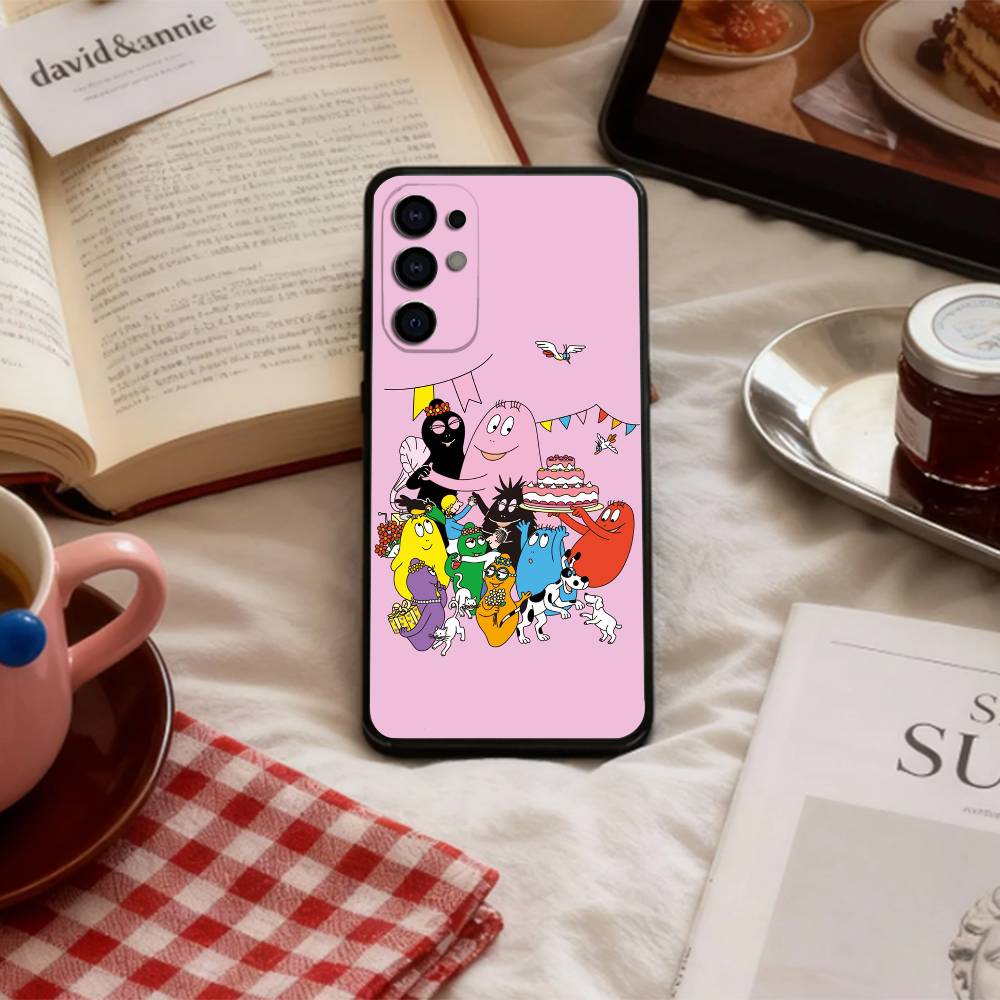 Tiny Cute B-BarbapapaS Phone Case For Samsung S 25,24,23,22,30,21,10,9,Ultra,Plus,Lite,FE,4,5 G Soft Black Case