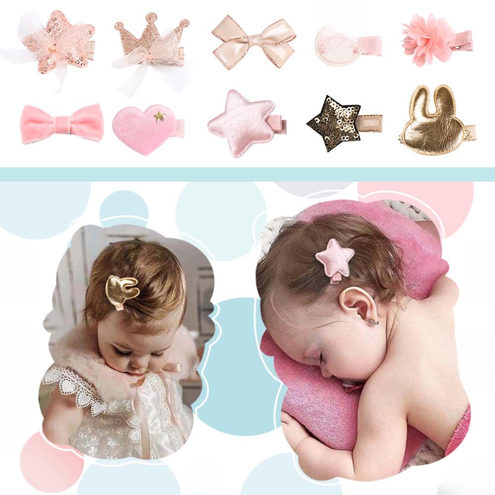 Набор из 40 заколок для волос для девочек: Дизайны «Зайчик», «Корона», «Звезда», «Сердце» и «Бантик» из ПУ кожи и хлопка.