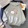 Peach Cat Kawaii Print Women Hoodie Casual Oversized Pullover Popular Streetwear Fashion Sweatshirt Couple Clothing