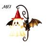 Halloween Home Decor Cute Ghost Wall Light, Wizard Hat Lamp, Decorative Light Mount Lamp for Hallway Entrance Bedroom Warm White Mounted