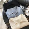 Summer Linen Tencel Breathable Cool French Polo Lapel Thin Knitted Shirt Women