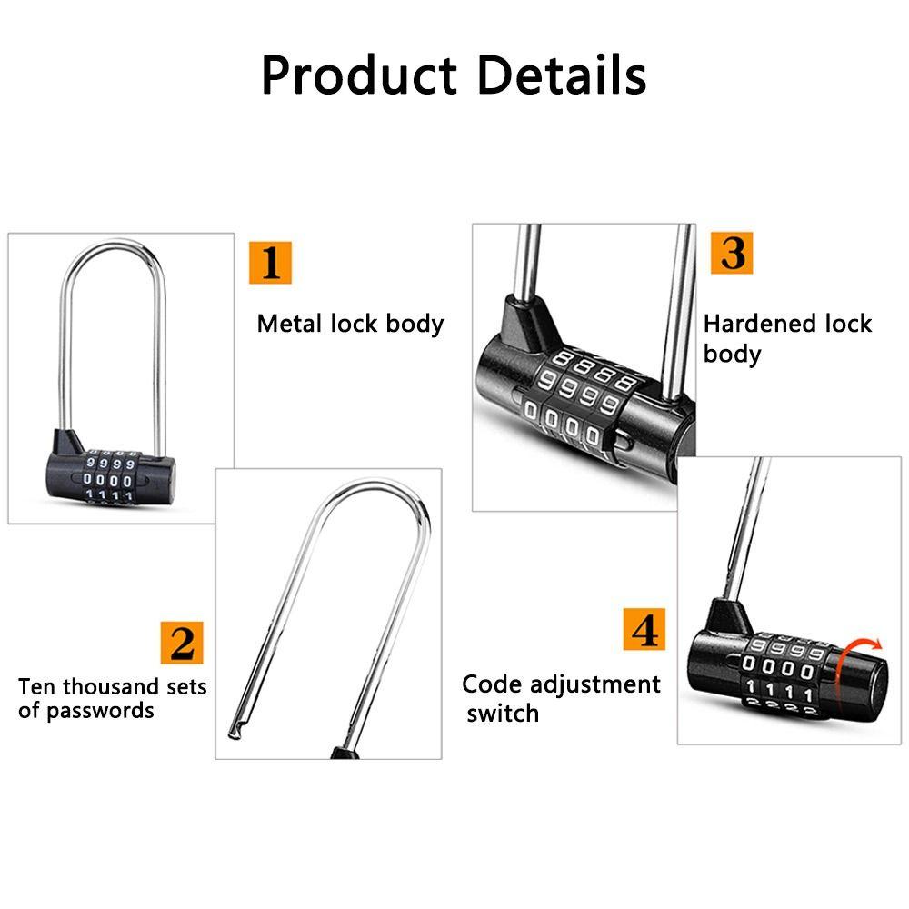 Suitcase Travel Password Padlock Lengthened Shackle Lock 4 Digit Combination Lock Gym Door Lock