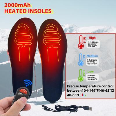 Стельки с подогревом, электрификация, 2000 мАч, зимние стельки для ног, трехскоростная регулировка температуры, можно разрезать любые стельки для обуви