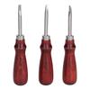 3pcs Leather Edger Sharp Professional Trimming Working Kit with Wooden Handle for DIY Craft Leather Cutting
