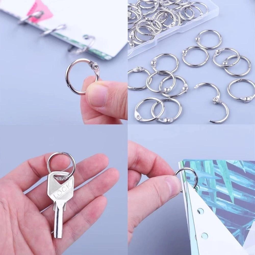 50Pcs Assorted Sizes Metal Binder Rings Sturdy Keychain Rings Office Organization