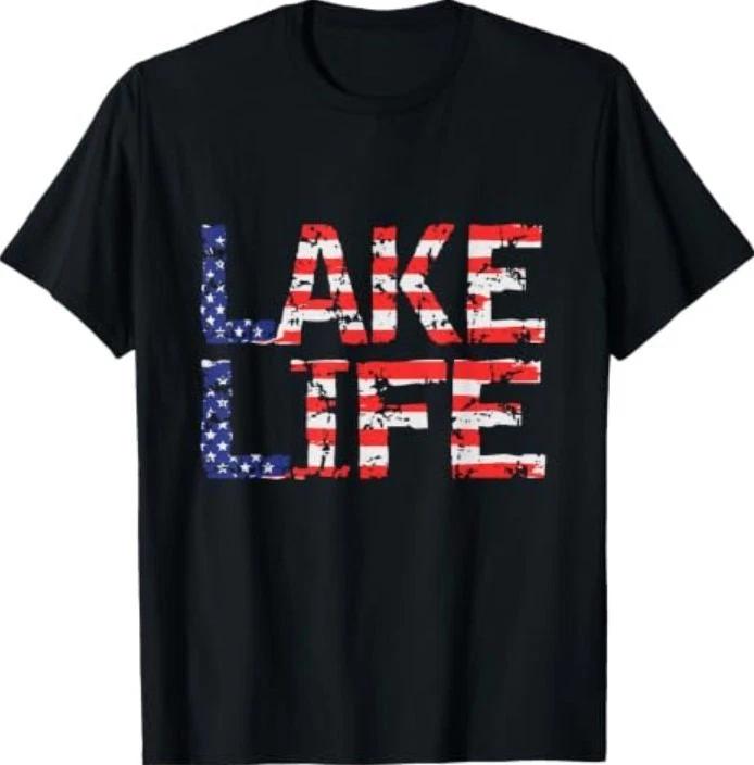 Vintage Lake Life 4th of July Patriotic T-Shirt