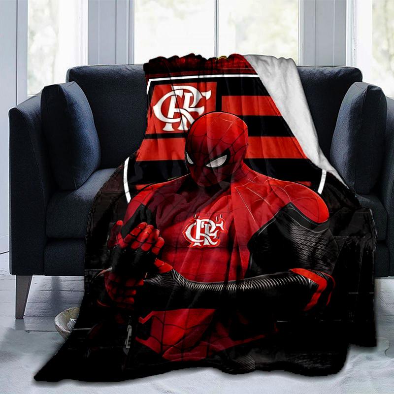 1pc Spiderman Meets Flamengo Spirit Flannel Blanket Soft Warm Throw Blanket for Bedroom Living Room Bed Travel Camping Picnic Gift. MT71501197