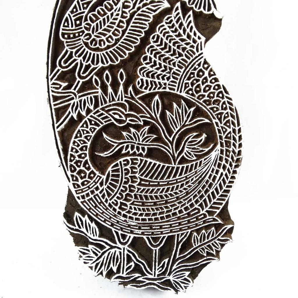 IBA Indianbeautifulart Шаблон для печати с изображением павлина Деревянный штамп на ткани Граница Одежда Искусство