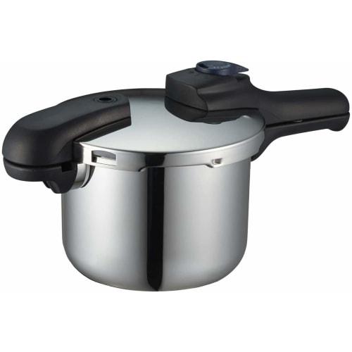 PEARL METAL Pressure Cooker, 3.5L, IH Compatible, Triple-Layer Bottom, Switchable, Recipe Included, Quick Eco, H-5040 Stainless Steel