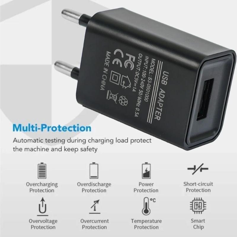 Зарядное устройство для телефона USB, 5 В, 1 А, универсальное, для настенной розетки, портативный блок питания, дорожные адаптеры питания для iPhone, iPad, Samsung, Xiaomi, штекер ЕС