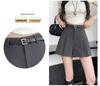 Women's Summer 2024 Gray Pleated High-Waist A-Line Skirt Shorts - Slim, Loose Fit