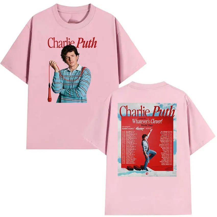 Charlie Puth Whatevers Clever World Tour 2026 Graphic T Shirts Unisex Vintage Fashion Cotton Short Sleeve Tshirt Streetwear Y2K
