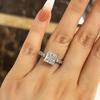 Luxurious Square Zircon Simple and High-end Sparkling White Women's Elegant Daily Engagement Ring