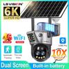 LS VISION Солнечная камера с двумя экранами, 10-кратным зумом, 4G SIM, для безопасности, уличная, слежение за гуманоидами, цветное ночное видение, PTZ, IP66