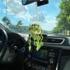 Car Mirror Hanging Potted Plants Crocheted Interior Rear View Mirror-Flower Car Accessories Crochet Kawaii-Toy Gift