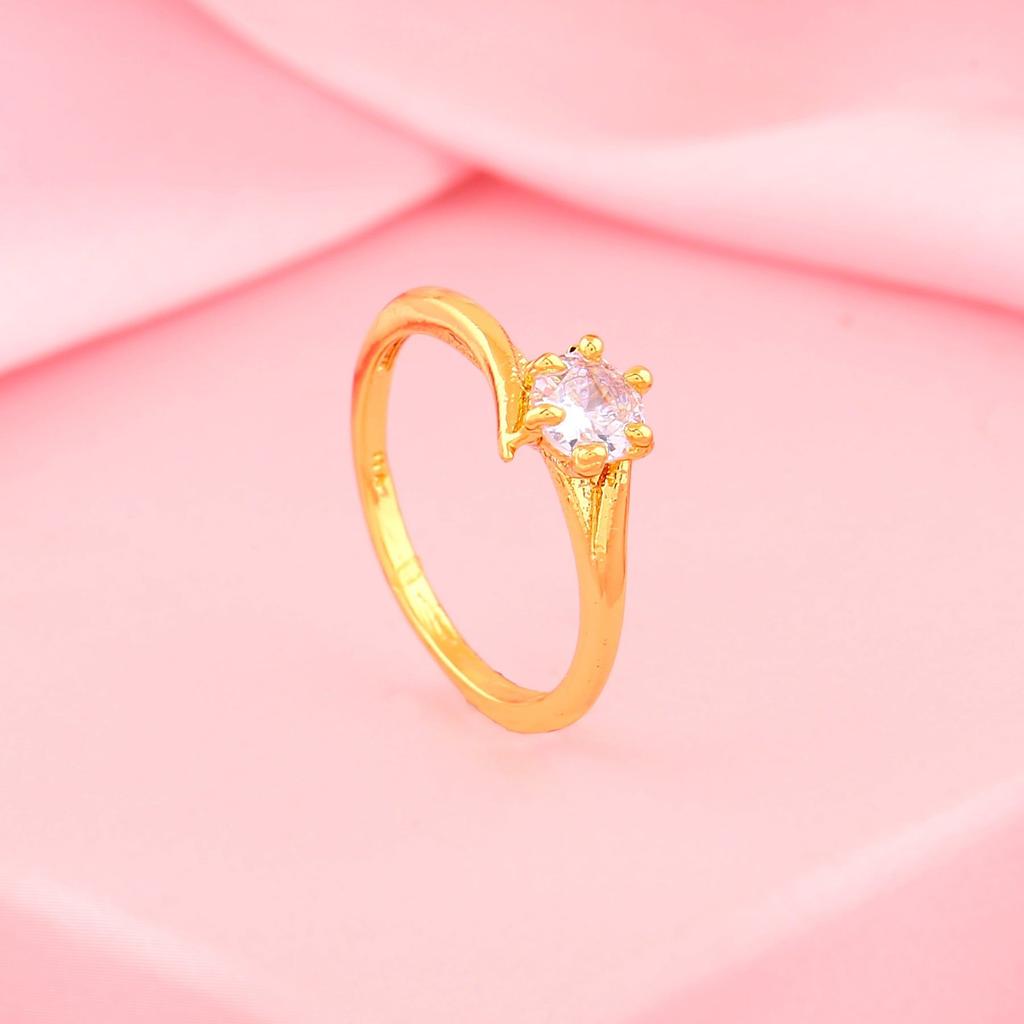 Женское позолоченное кольцо на палец с пасьянсом Estele CZ