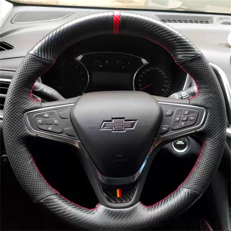 AABHO1 For Chevrolet CRUZE sail 3 MALIBU XL Cavalier Equinox DIY Custom leather carbon fiber car steering wheel cover auto parts