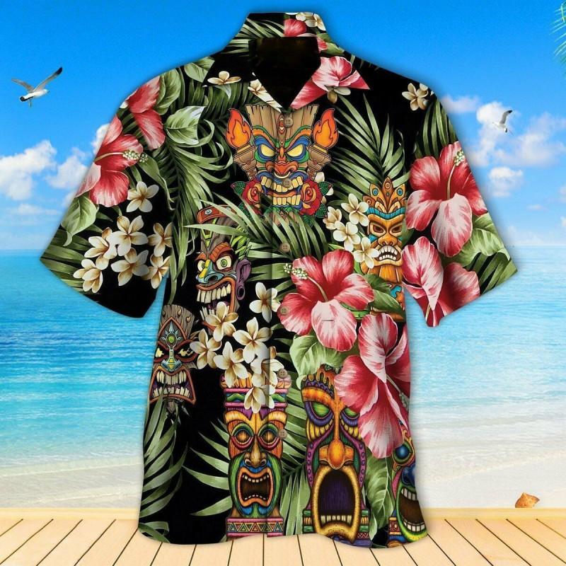 2026 Mens Loose Breathable 3D Print Hawaiian Short Sleeve Shirt Fashion Collared Casual Top
