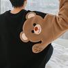 Мужская толстовка с напуском и вышивкой медведя, свободная флокированная студенческая толстовка