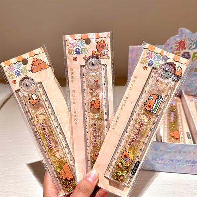 Зыбучий песок 30 см Капибара Прозрачные мультяшные складные прямые линейки Детские школьные канцелярские принадлежности Измерительный инструмент для рисования