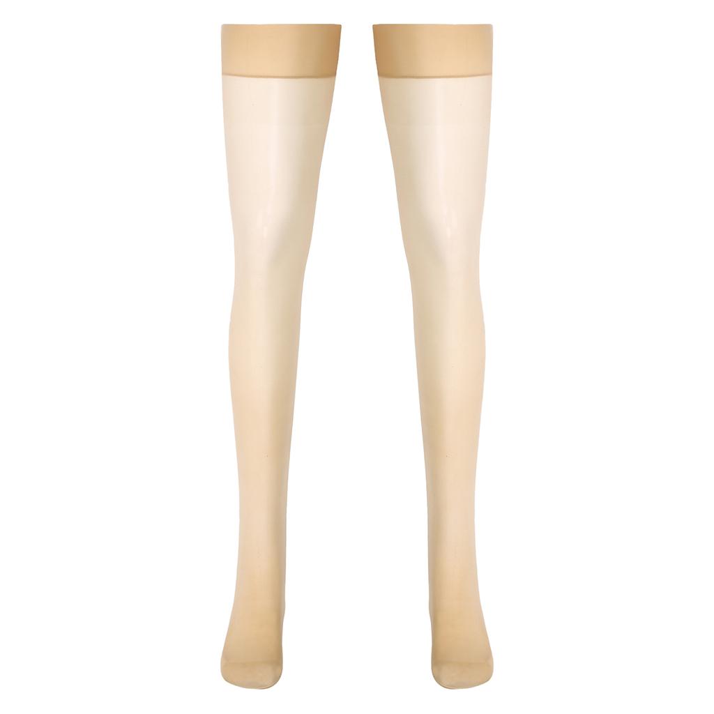 High Stockings Womens Glossy See-through Thin Shiny Solid Color Elastic Sheer Thigh High Socks