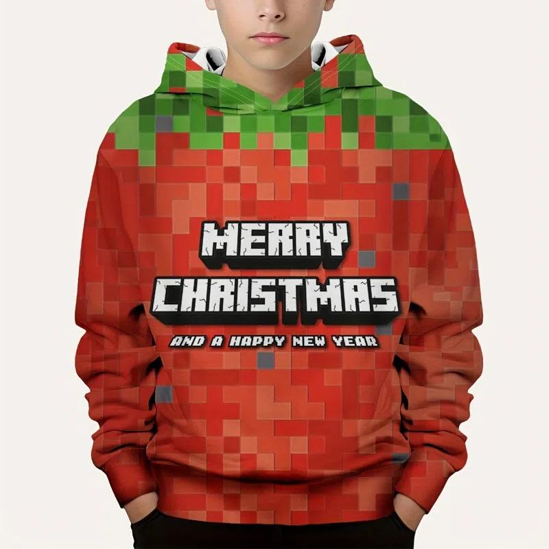 Детская одежда, рождественские забавные толстовки с принтом Санта-Клауса и дерева в формате 3D для мальчиков, повседневный осенний свитер с длинным рукавом для активного отдыха