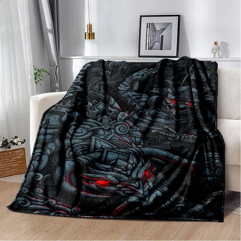 3D Japanese Samurai Bushido Katana Cartoon Game Blanket,Soft Throw Blanket for Home Bedroom Bed Sofa Travel Picnic Cover Kids