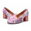 Johnature Туфли-лодочки из натуральной кожи с цветочным принтом в стиле ретро-кантри на толстом каблуке, удобные высокие каблуки