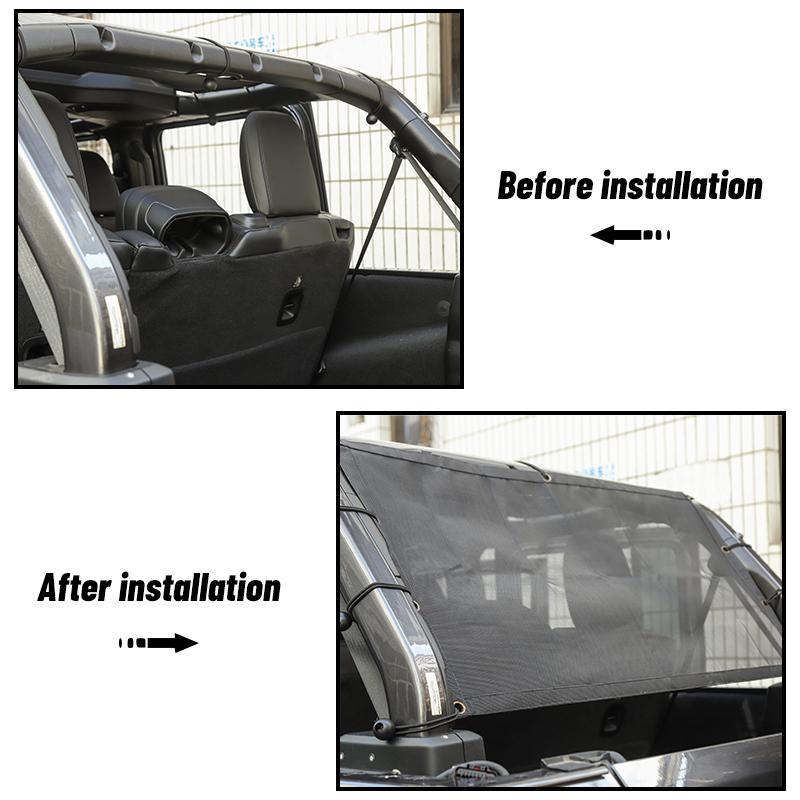 Car Trunk Sunshade Mesh Sunscreen Cover for Jeep Wrangler TJ/JK/JL 4-Door Version, BJ40L/BJ40 Plus Exterior Accessories, UV Protection