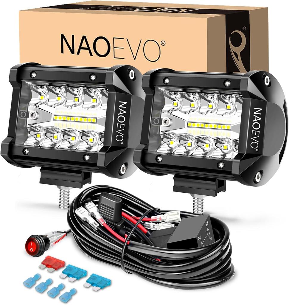 NAOEVO 4 дюйма 2 шт. светодиодные фары Pod Lights Spot Flood Combo светодиодные противотуманные фары для вождения 4x4 Off Road Фары рабочие фары для грузовика, лодки, квадроцикла, UTV, джипа