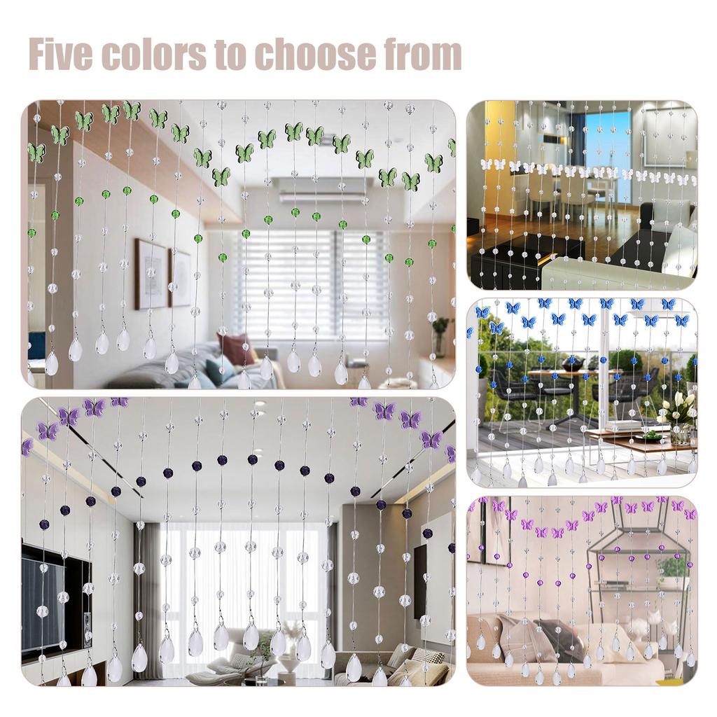 Butterfly Crystal Bead Curtain Living Room Entrance Partition Curtain Water Drop Pendant Hanging