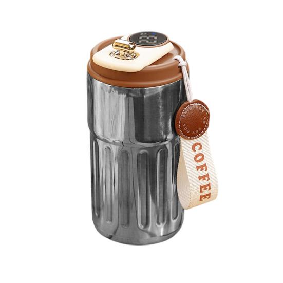 Умная термоизоляционная чашка емкостью 450 мл с герметичной крышкой и дисплеем температуры для домашнего офиса на открытом воздухе