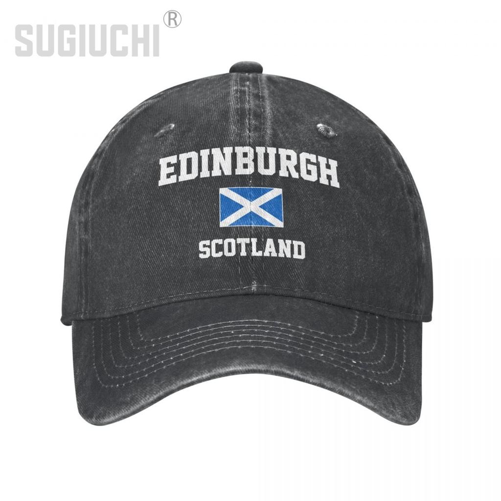 Flag of Scotland Edinburgh Unisex Adult Charcoal Washed Denim Baseball Cap Unisex Classic Vintage Cotton Dad Patriotic Trucker Hat